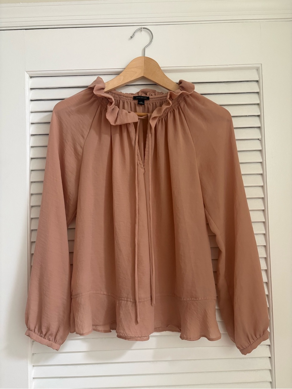Ann Taylor Ruffle-Tie Blouse - Dusty Rose